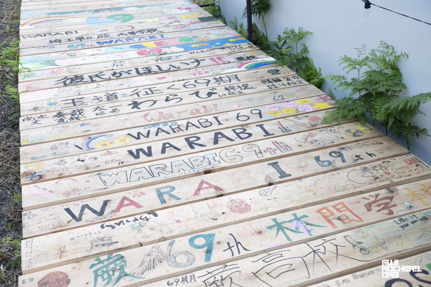 蕨高校の寄せ書き近くのワラビ
